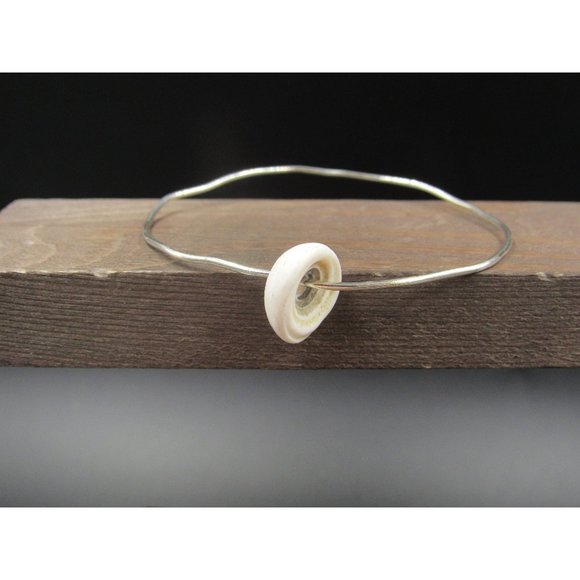 7" Sterling Silver Odd Shape Shell Bangle Bracelet Vintage Elegant Beautiful - Picture 1 of 6